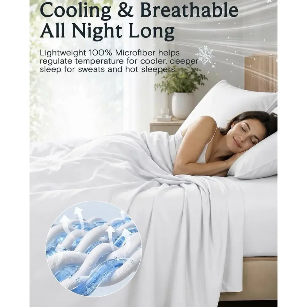 King Size Sheets Set, Cooling & Soft Deep Pocket Bed Sheets, 4PC
